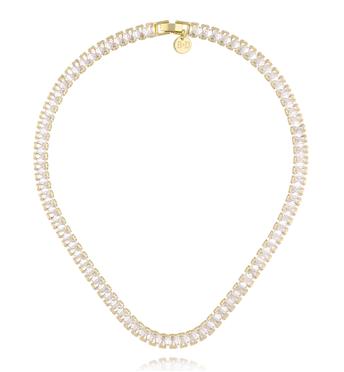 Naszyjnik typu tennis z podłużnymi kryształkami w złotej oprawie NS0426