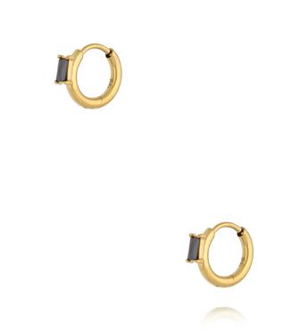 Kolczyki złocone z czarnymi prostokątnymi kamieniami KSA2539