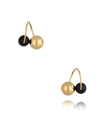 Kolczyki z kulkami i czarną emalią Enamel Balls KSA0788