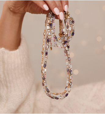 Naszyjnik w odcieniach opalu, różu i lila NTW1553