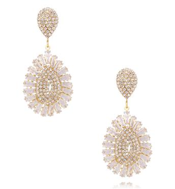 Kolczyki wiszące z kryształkami złote KLU0202