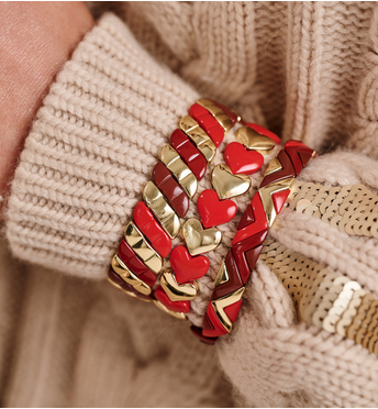 Bransoletka modułowa w czerwieniach i złocie BCR0060