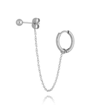 Kolczyk podwójny z łańcuszkiem srebrny KSA0198