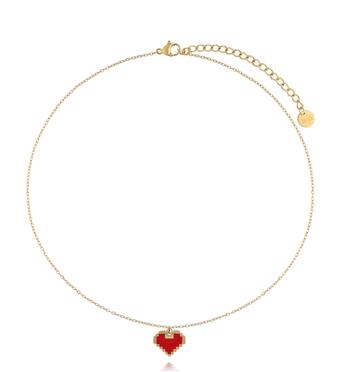 Naszyjnik złoty z czerwonym sercem NSY0808