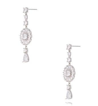 Kolczyki wiszące z cyrkoniami w srebrnym wykończeniu KLU0193