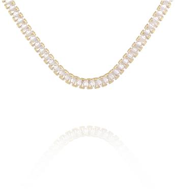 Naszyjnik typu tennis z podłużnymi kryształkami w złotej oprawie NS0426