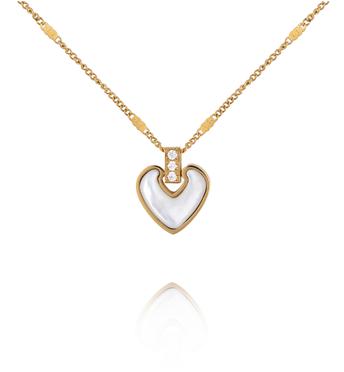 Naszyjnik dwustronny z emaliowanym sercem i cyrkoniami NSY0837