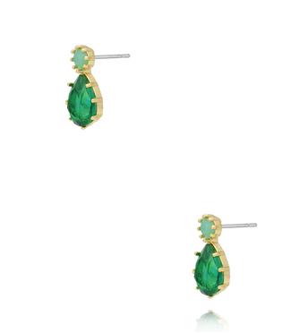 Kolczyki z zielonym kryształkiem KSS2098