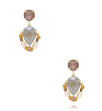 Kolczyki w odcieniach brązu i szarości z perłami KGA0055