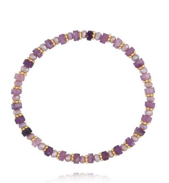 Bransoletka z fioletowych kamieni i szklanych koralików BTW3622