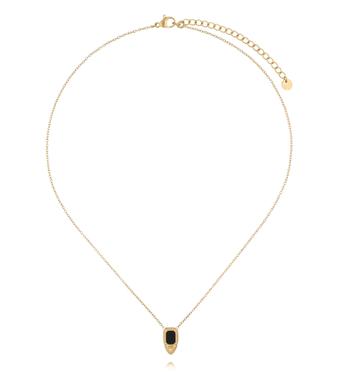 Naszyjnik z czarną zawieszką w złotej oprawie NEA0104