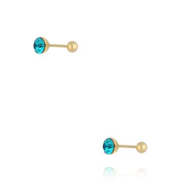 Kolczyki z niebieskim kryształem w złotej oprawie KCA0170