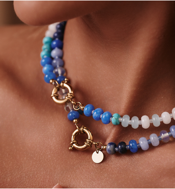 Naszyjnik z niebieskich jadeitów NSC0665