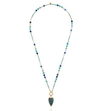 Naszyjnik z amazonitami, turkusami i sercem NSC0668