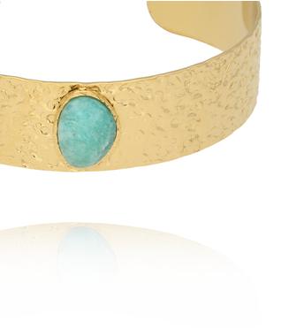Bransoletka szeroka złocona z amazonitem BEA0019
