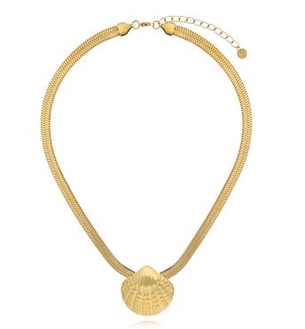 Naszyjnik żmijka z muszlą złoty NSY0576