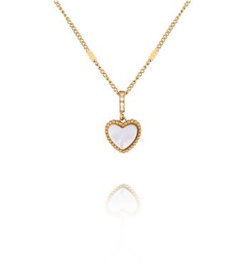 Naszyjnik dwustronny z jasnym i bordowym sercem NSY0836