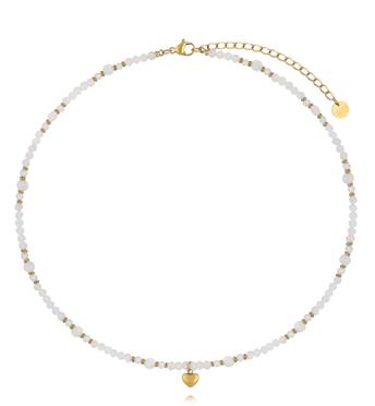 Naszyjnik z kamieniami księżycowymi i sercem NTW1664