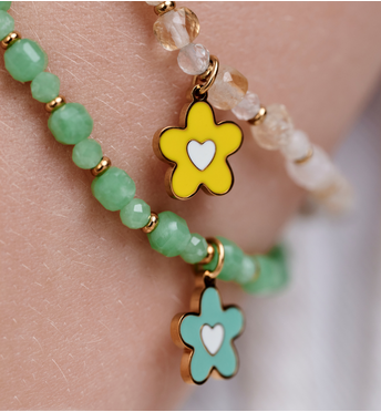 Bransoletka z cytrynu z emaliowanym kwiatkiem BTW3706