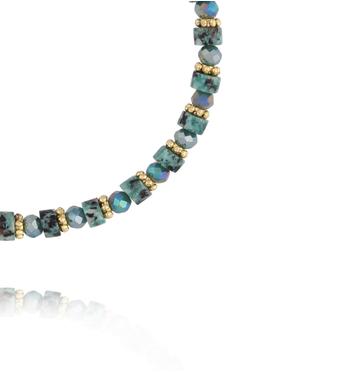 Bransoletka z turkusowego agatu i szklanych koralików BTW3626