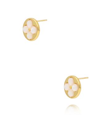 Kolczyki z motywem czterolistnej koniczynki z masy perłowej KSS2115