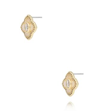 Kolczyki koniczynki z masą perłową KSS2108