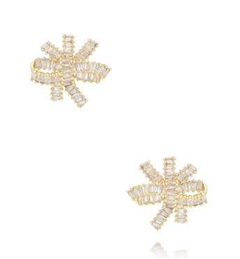 Kolczyki złote z cyrkoniową kokardą KSS2168