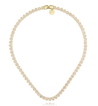 Naszyjnik typu tennis z owalnymi kryształkami w złotej oprawie NS0424