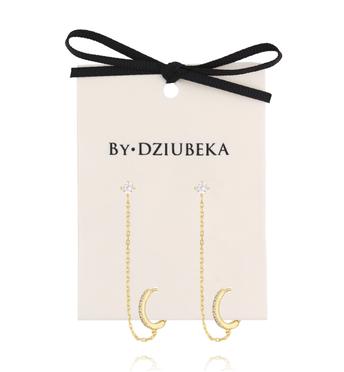Kolczyki podwójne z łańcuszkiem i cyrkoniami KLT0032