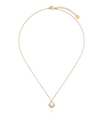 Naszyjnik z sercem z masy perłowej i złotą oprawą NSY0853