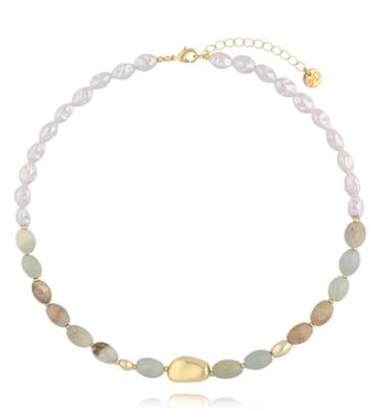 Naszyjnik z perełkami i amazonitami NSC0675