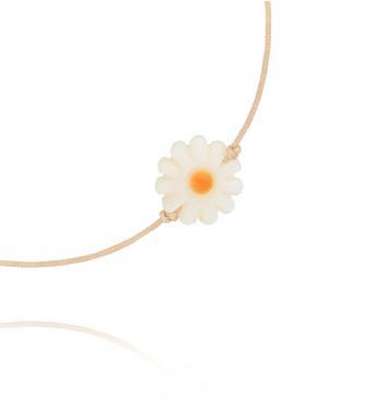 Bransoletka z beżowym sznurkiem i zawieszką stokrotki BMT0347