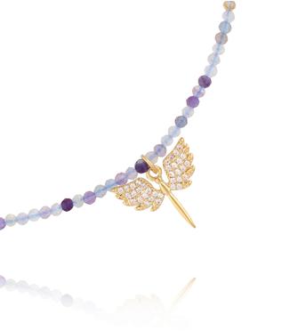 Naszyjnik z fluorytami i motylem NTW1481
