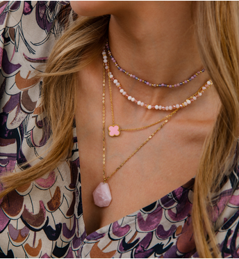 Naszyjnik z różowymi kryształkami NTW1216