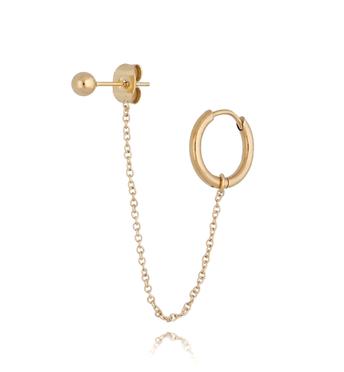 Kolczyk podwójny z łańcuszkiem złoty KSA0199