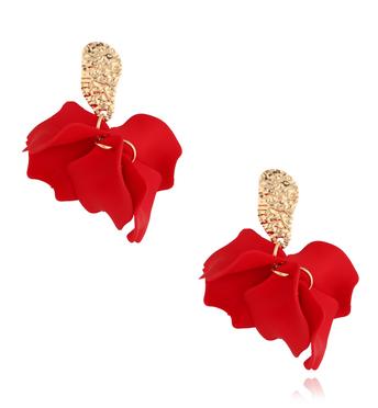 Kolczyki czerwone z płatkami Coloré KFF0143