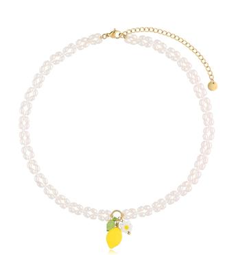 Naszyjnik z cytryną i perełkami Limau NSC0356