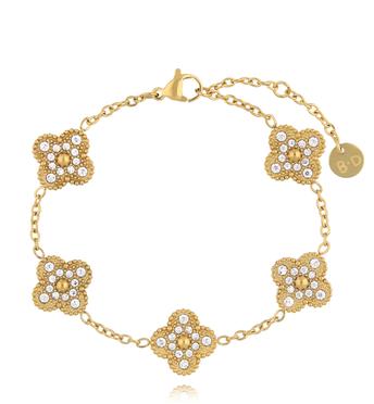 Bransoletka z koniczynkami i cyrkoniami złota BSY0524