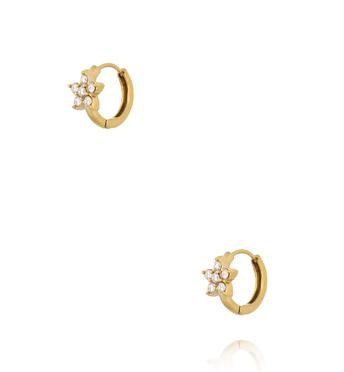 Kolczyki koła z kwiatkiem i cyrkoniami – złocone KSA2534