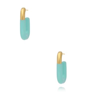 Kolczyki emaliowane miętowe owalne KSY0502