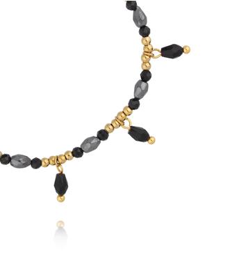 Bransoletka z hematytami na czarnym sznurku BMT0326