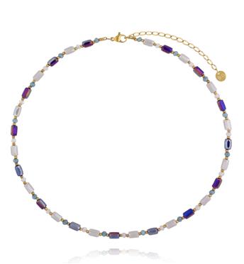 Naszyjnik w odcieniach błękitu, bieli i głębokiego granatu NTW1554