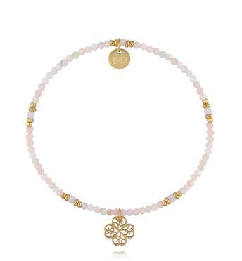 Bransoletka z różowymi opalami i koniczynką BTW3690