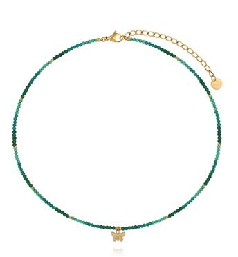 Naszyjnik zielony z zawieszką motylka NTW1635