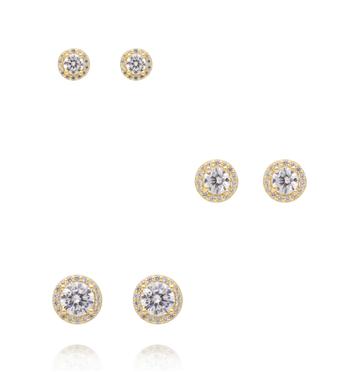 Zestaw kolczyków pozłacanych z cyrkoniami KLT0048