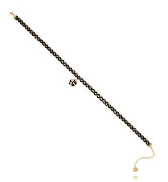 Choker czarny koronkowy z kwiatem w stylu haute couture NLU0048