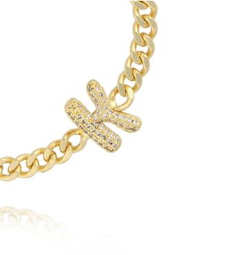 Bransoletka złota z literą K z cyrkoniami BSS0249