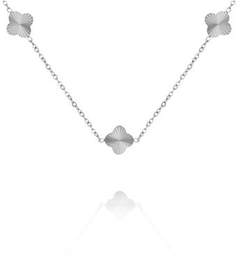 Naszyjnik z subtelnymi koniczynkami w kolorze srebra NSY0881