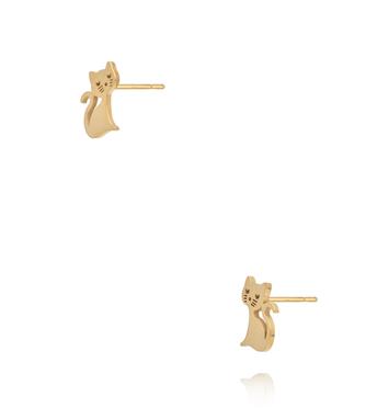 Kolczyki wkrętki w kształcie kotka złote KSY0627