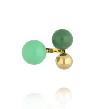 Pierścionek z kulami w odcieniach zieleni i złota PSA1116